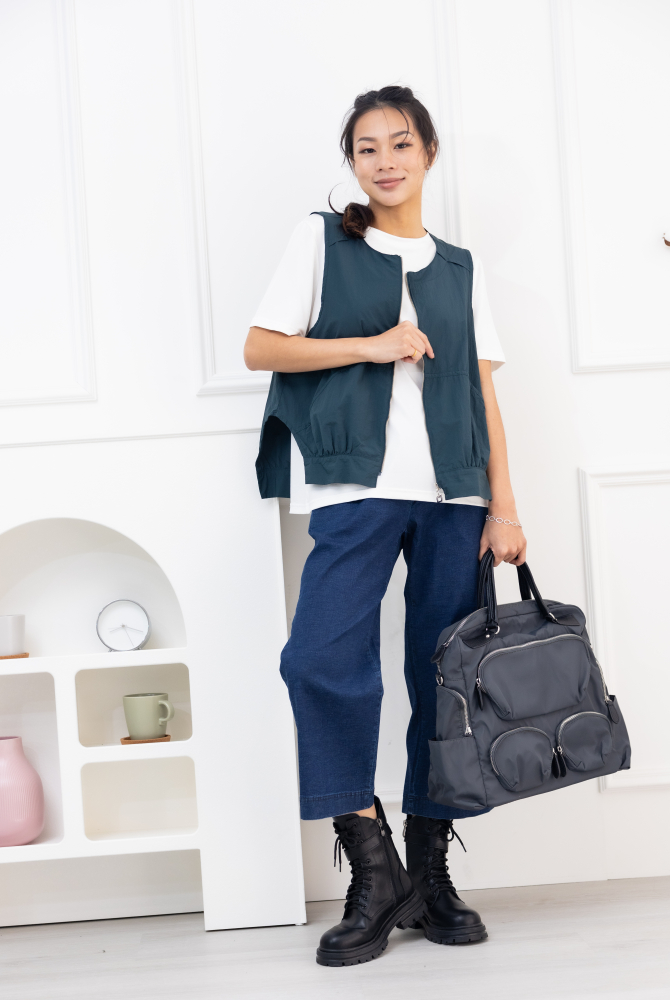 조끼 造型下擺背心 / 藍綠色