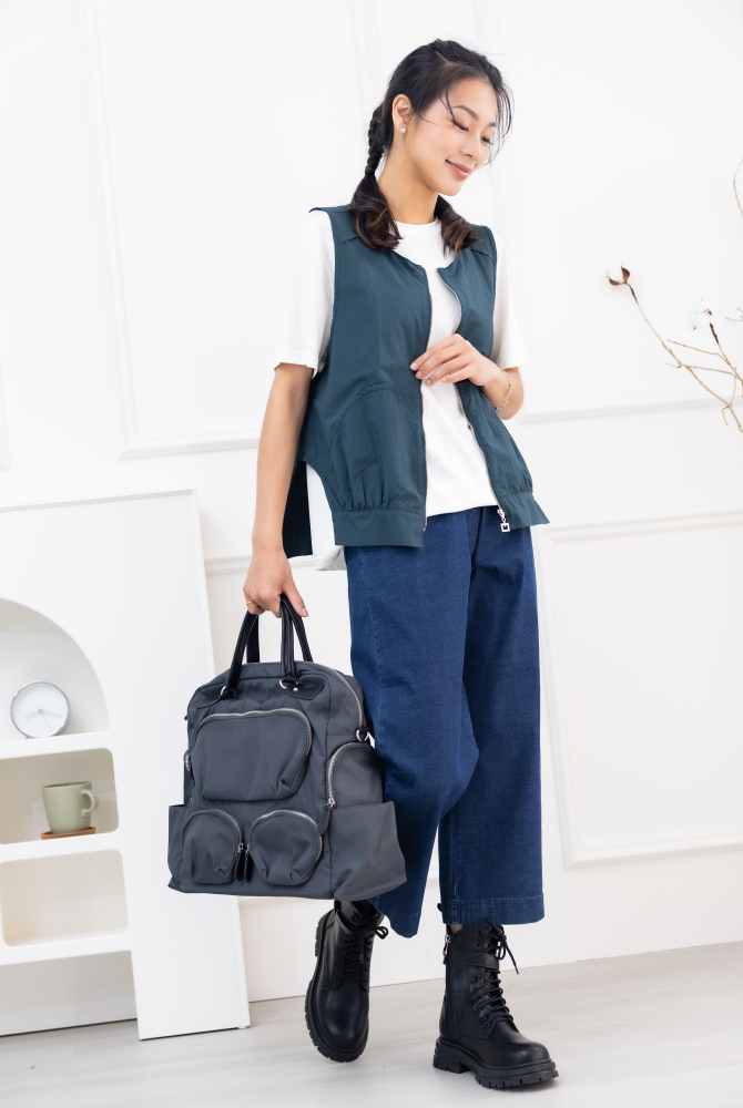 조끼 造型下擺背心 / 藍綠色