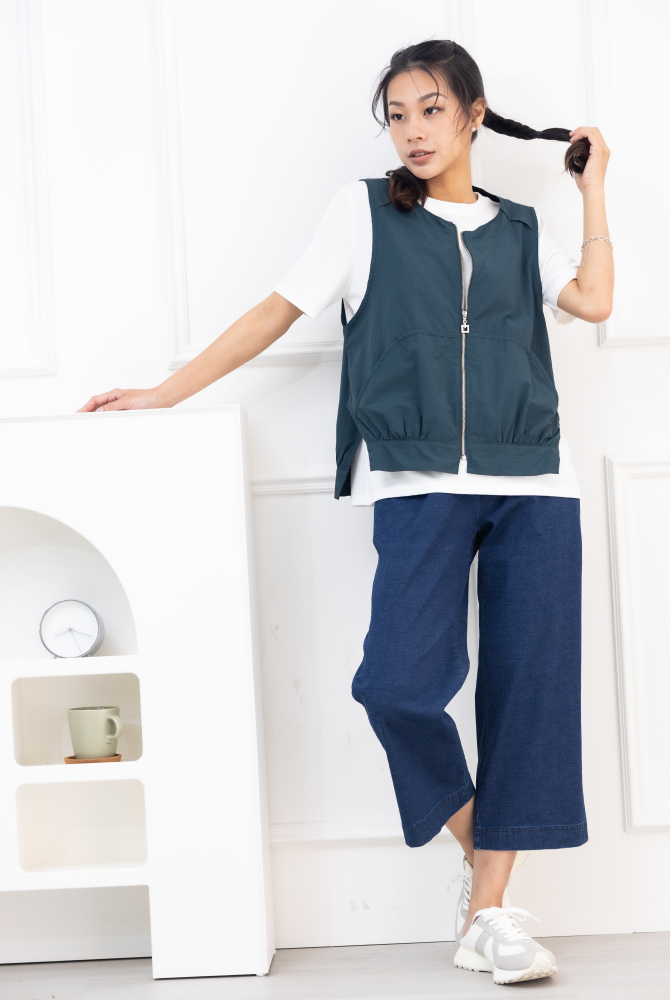 조끼 造型下擺背心 / 藍綠色