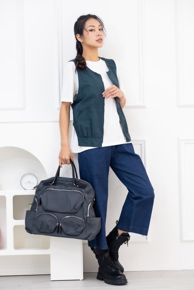 조끼 造型下擺背心 / 藍綠色