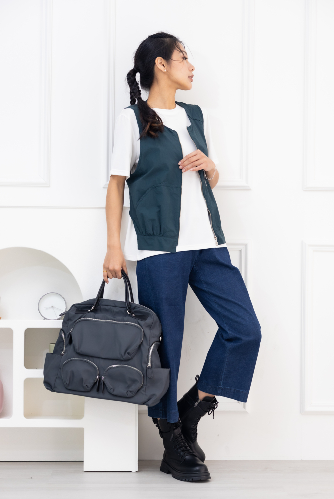 조끼 造型下擺背心 / 藍綠色