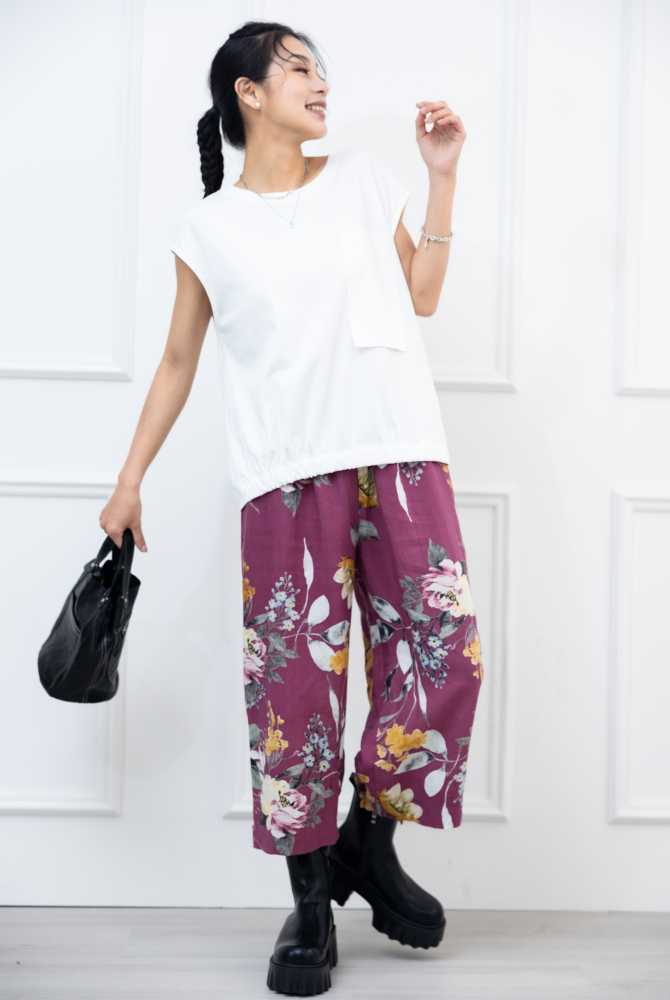 조끼 下擺彈性帶無袖上衣／白色