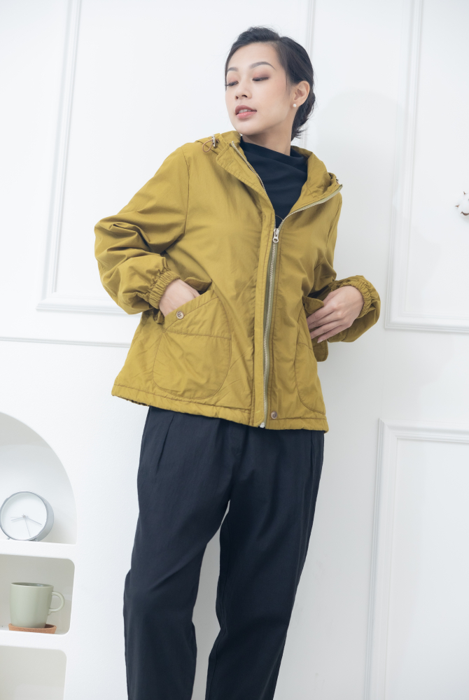 코트 連帽拉繩外套 / 嫩綠色