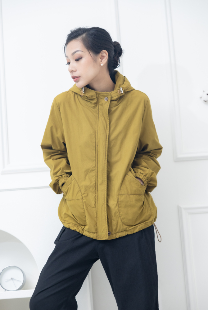 코트 連帽拉繩外套 / 嫩綠色