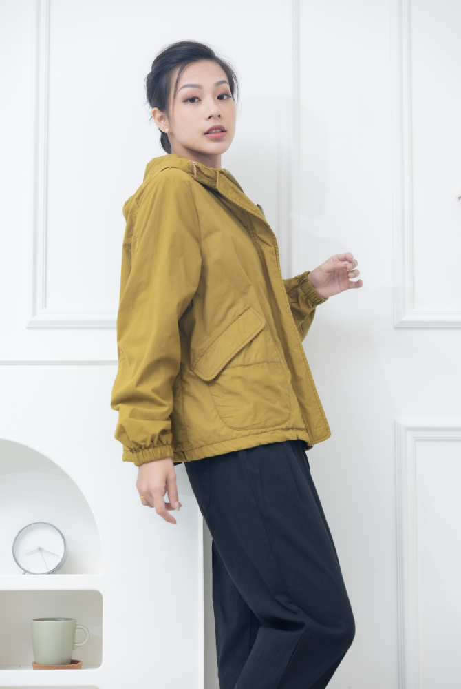 코트 連帽拉繩外套 / 嫩綠色