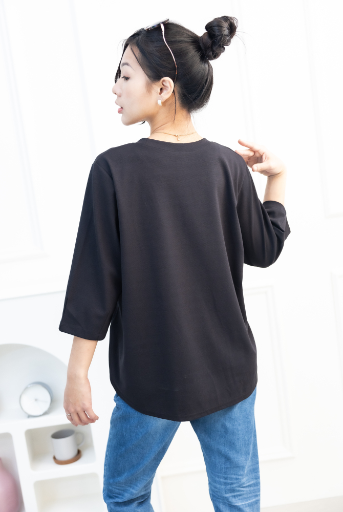 긴팔 JET AIME 七分袖上衣 / 黑色