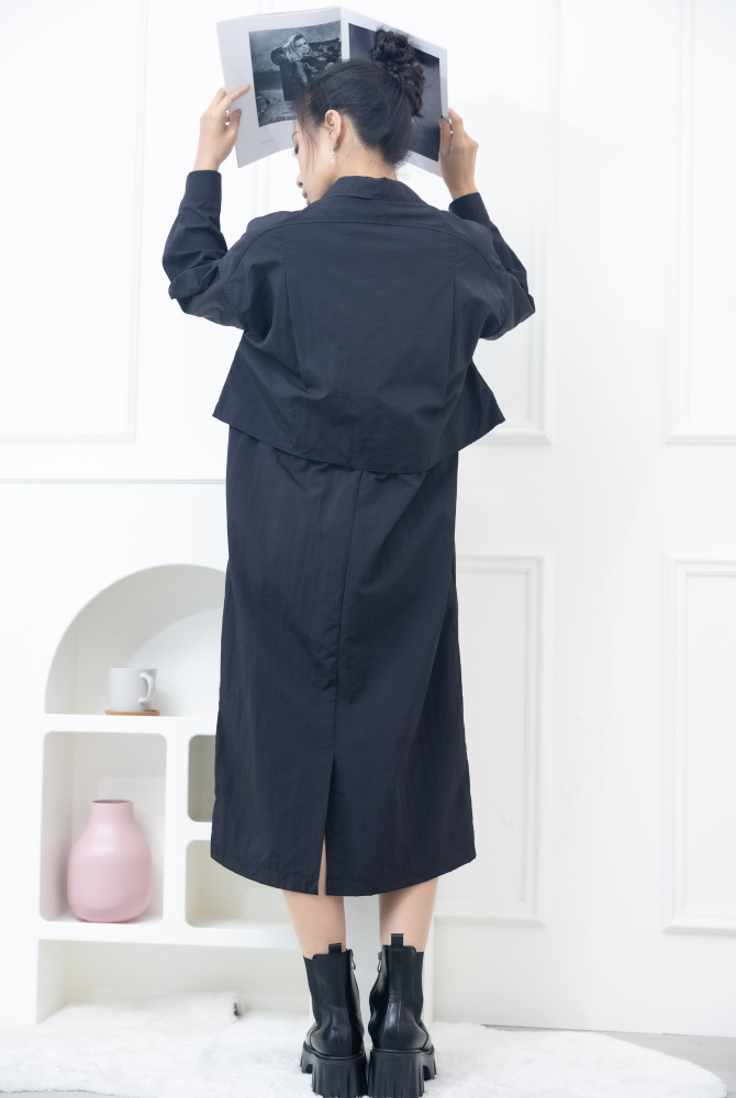 원피스 假兩件背心洋裝 / 黑色