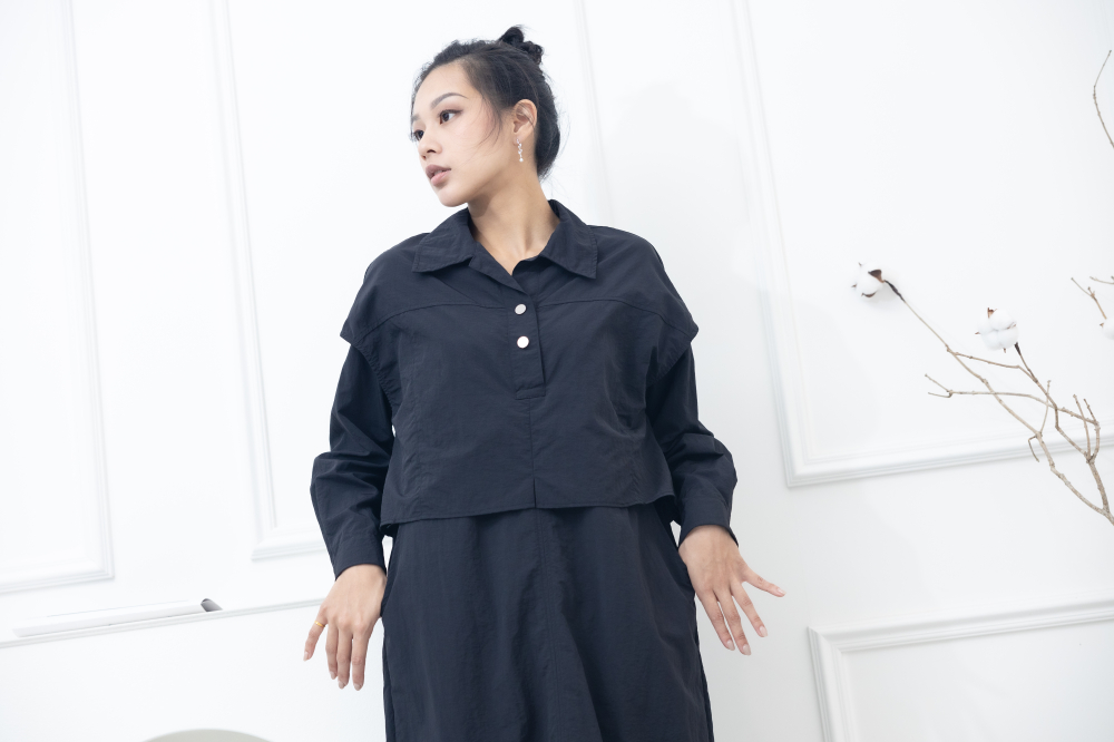 원피스 假兩件背心洋裝 / 黑色