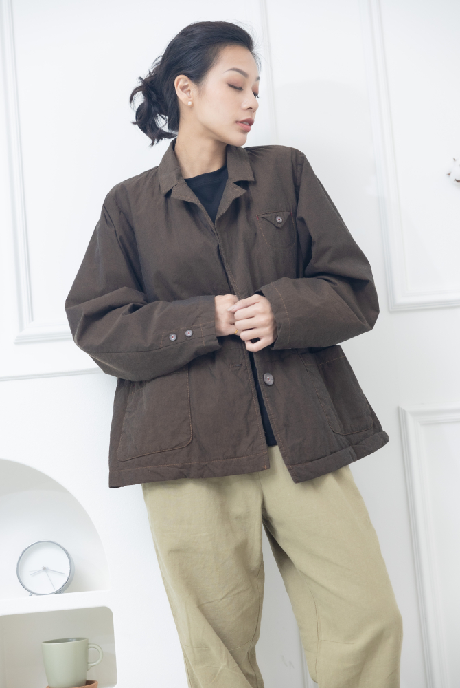 코트 西裝樣式短版外套 / 可可色