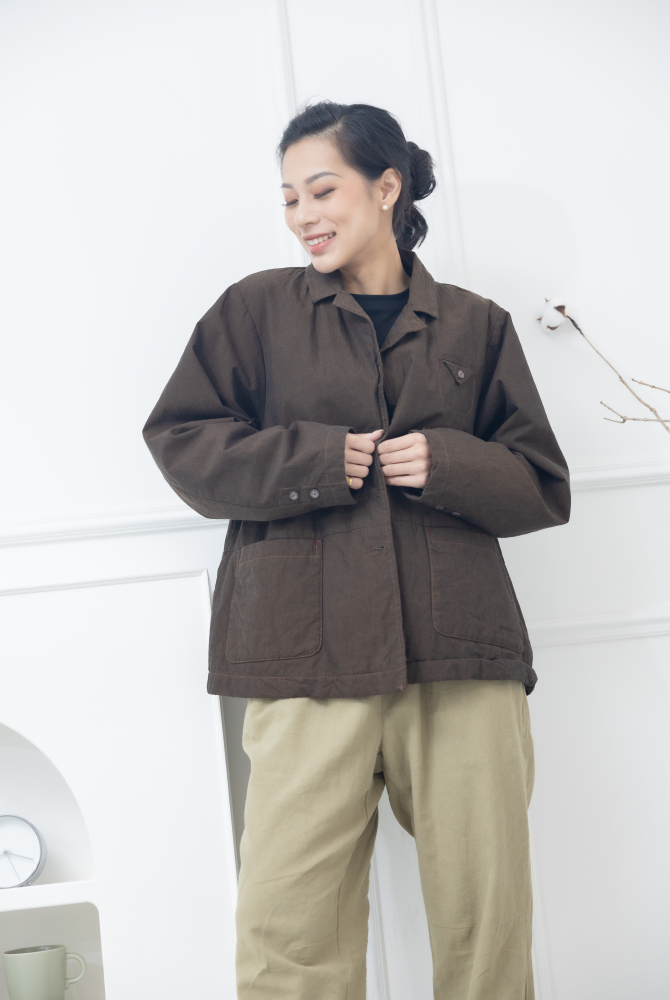 코트 西裝樣式短版外套 / 可可色