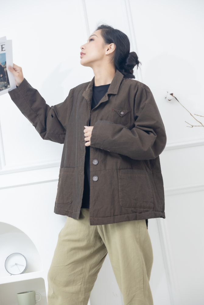 코트 西裝樣式短版外套 / 可可色