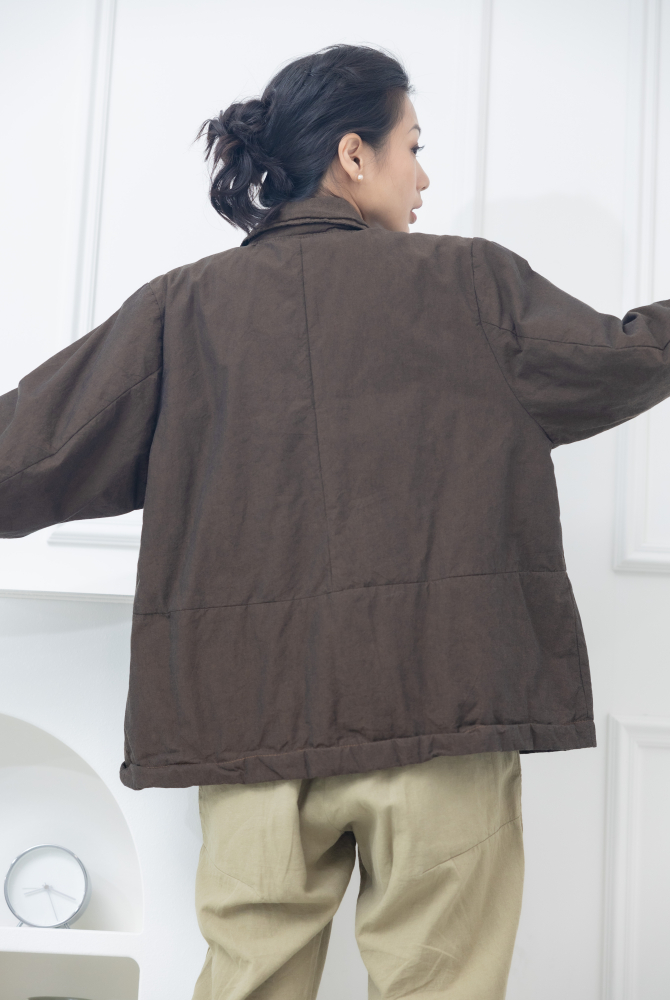 코트 西裝樣式短版外套 / 可可色