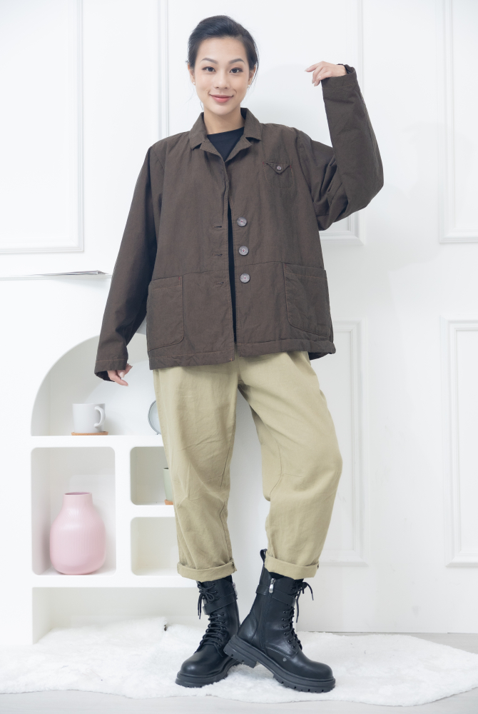 코트 西裝樣式短版外套 / 可可色