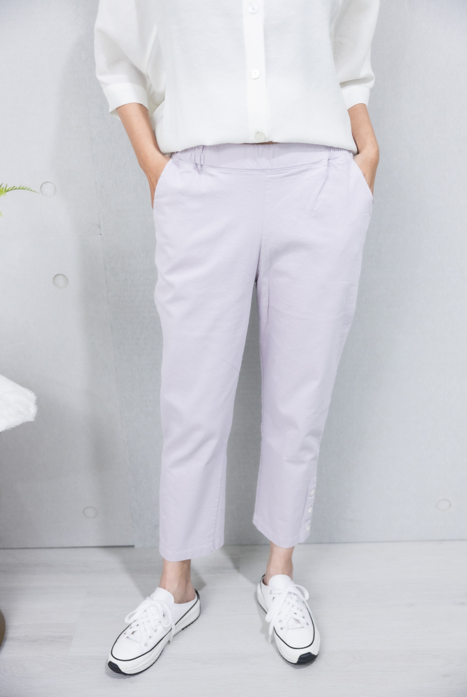 긴 바지 舒適棉長褲 / 灰紫色