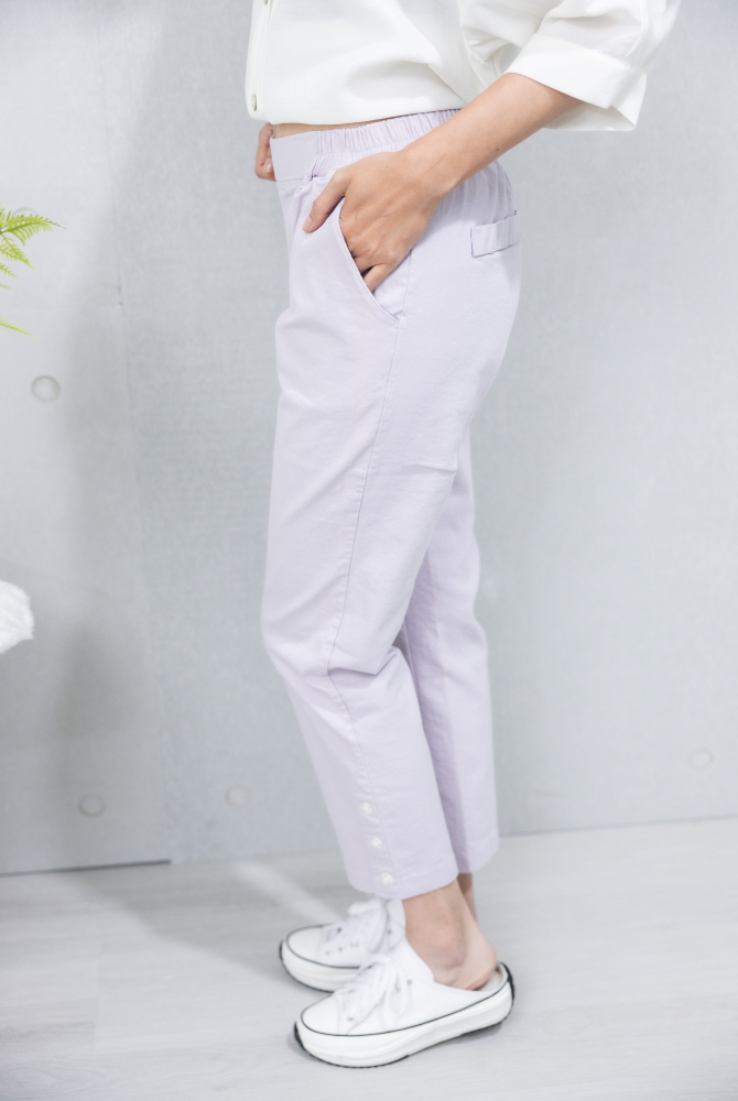 긴 바지 舒適棉長褲 / 灰紫色