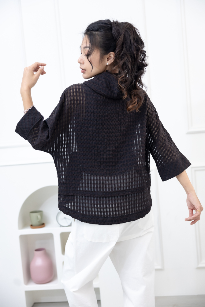 코트 簍空造型外套/黑色