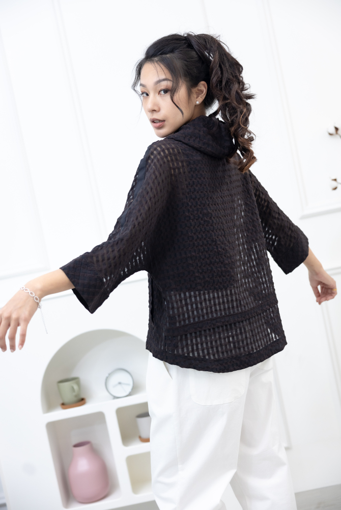 코트 簍空造型外套/黑色