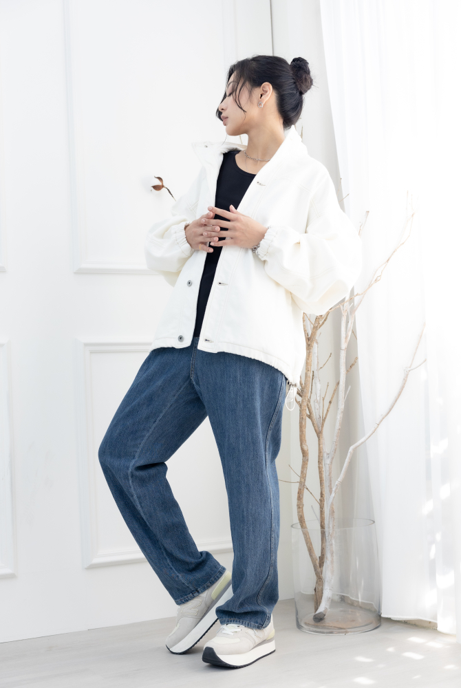 긴 바지 仿牛仔軟質長褲/淺藍色