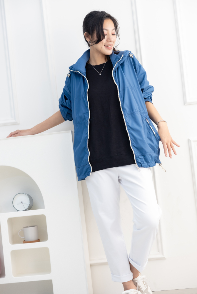 코트 多層次連帽長袖外套 / 藍色