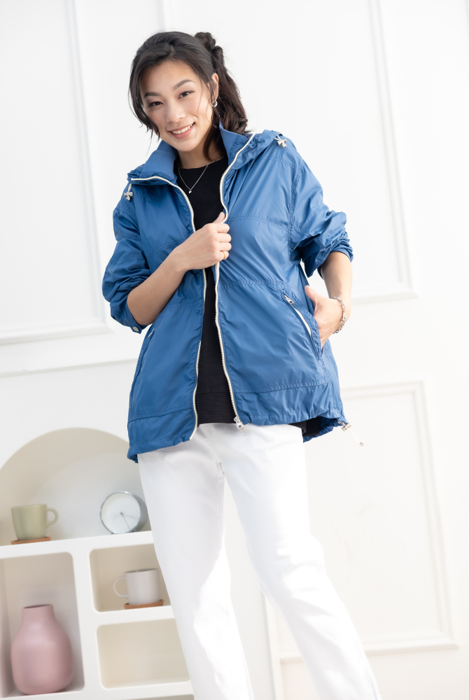 코트 多層次連帽長袖外套 / 藍色