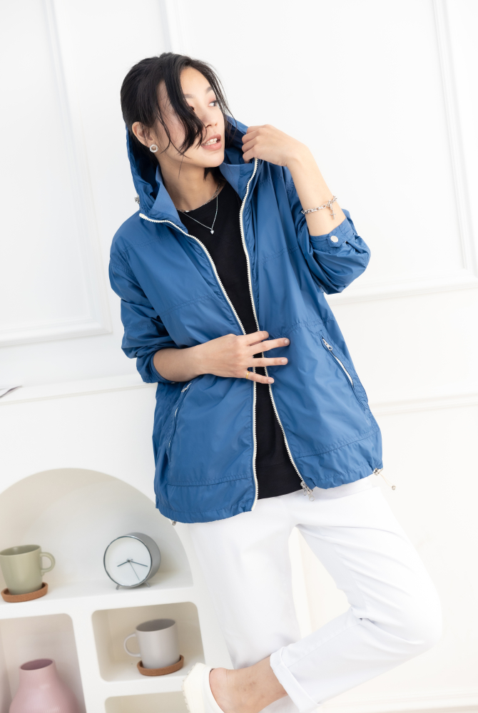 코트 多層次連帽長袖外套 / 藍色