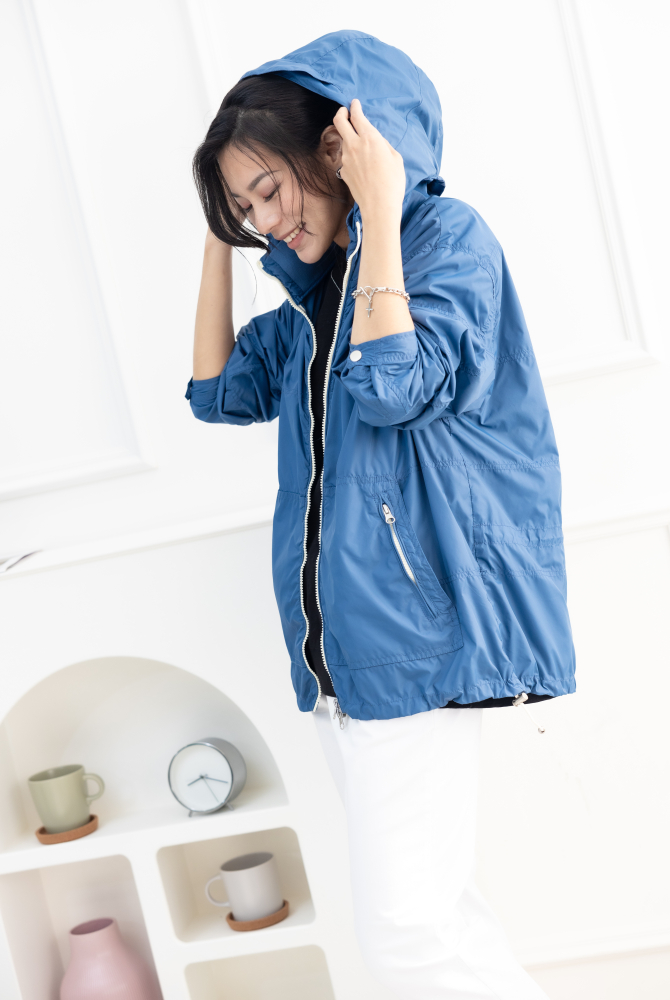 코트 多層次連帽長袖外套 / 藍色