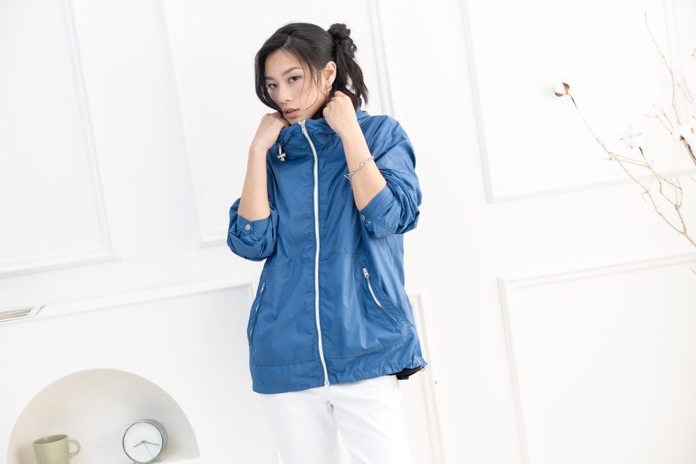 코트 多層次連帽長袖外套 / 藍色