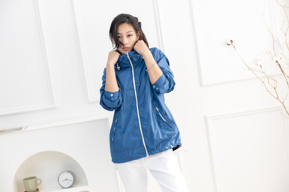 코트 多層次連帽長袖外套 / 藍色