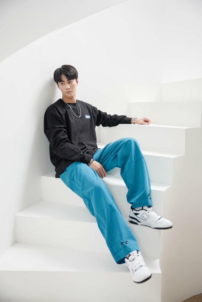 긴 바지 棉麻長褲/湖水藍色