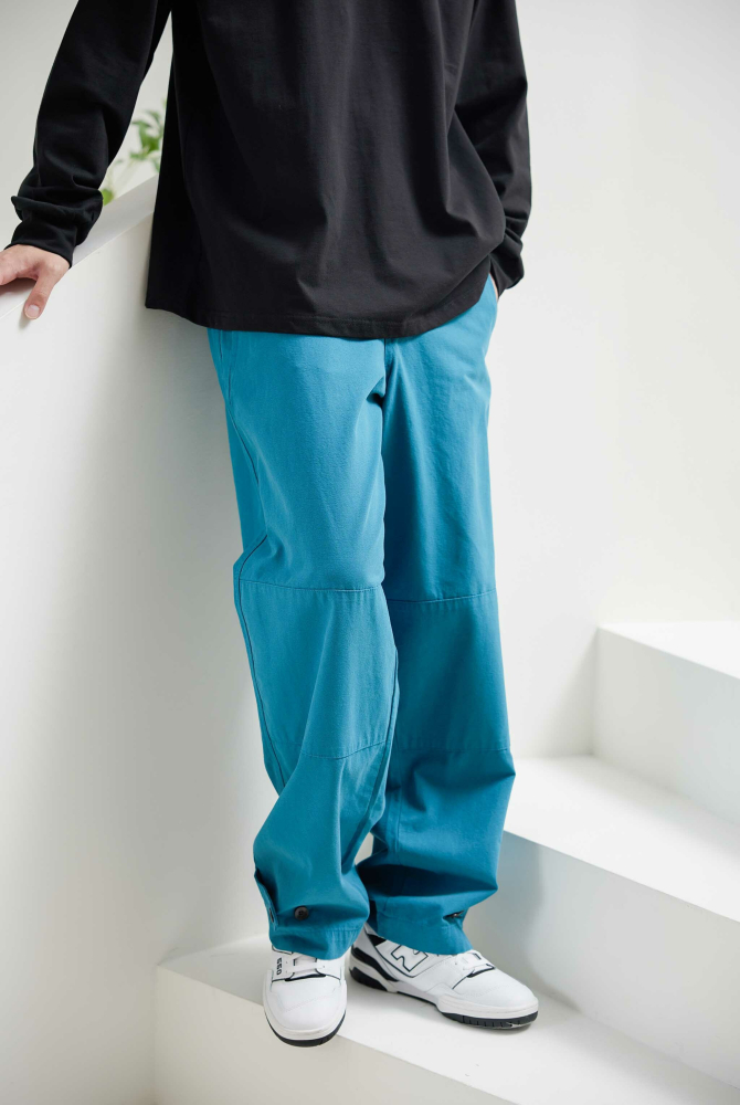 긴 바지 棉麻長褲/湖水藍色