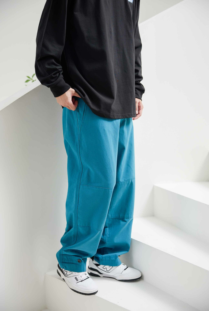 긴 바지 棉麻長褲/湖水藍色