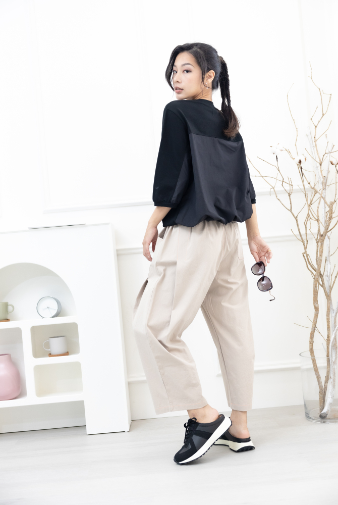 긴 바지 淺米色特色縫線長褲