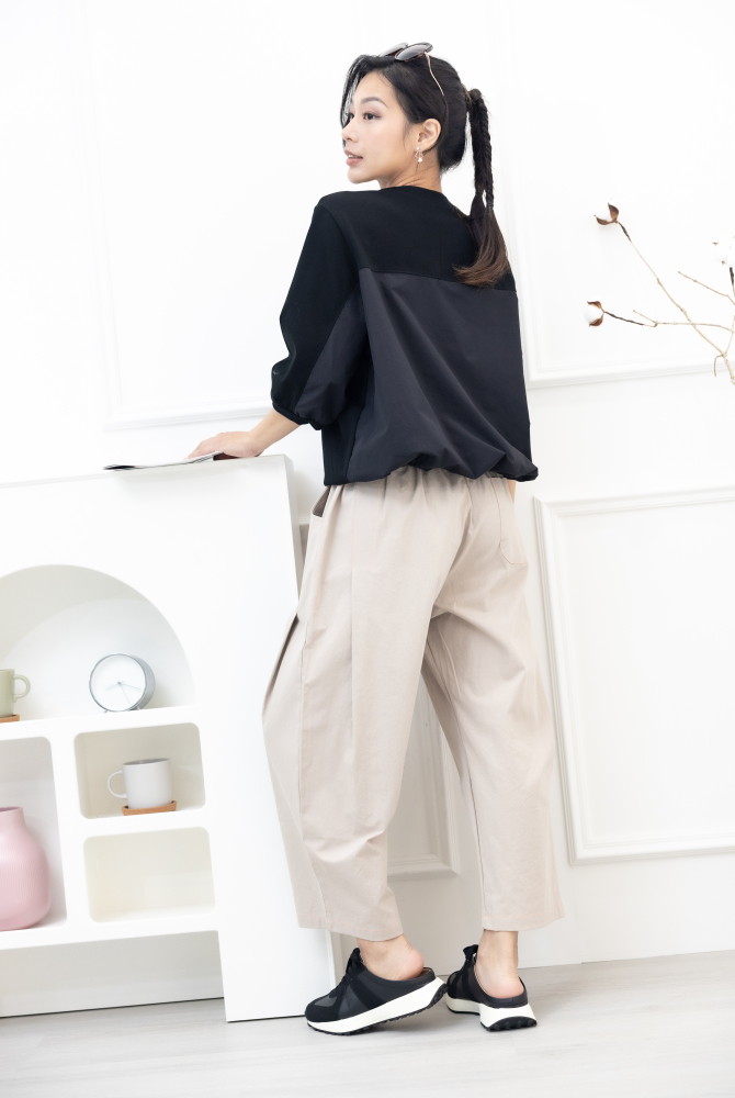 긴 바지 淺米色特色縫線長褲