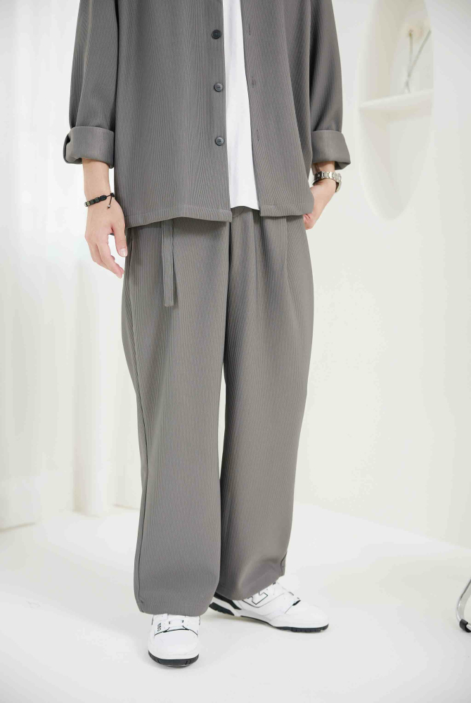 긴바지 直紋長褲 / 深灰色