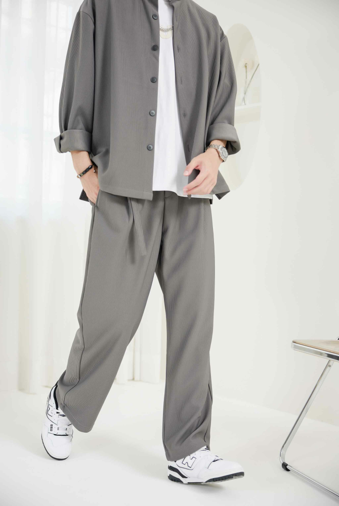 긴바지 直紋長褲 / 深灰色