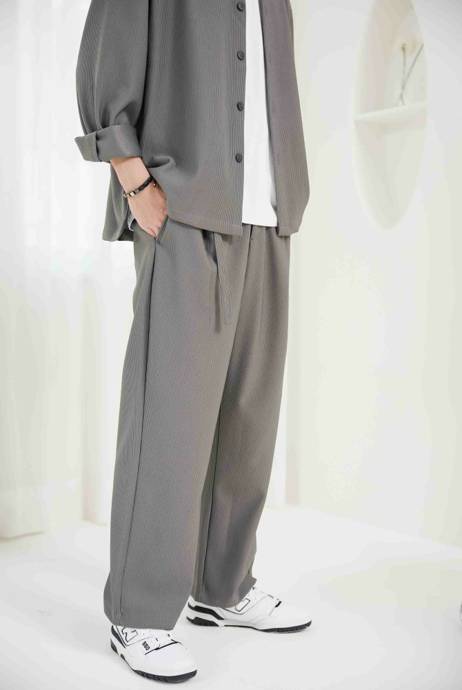 긴바지 直紋長褲 / 深灰色