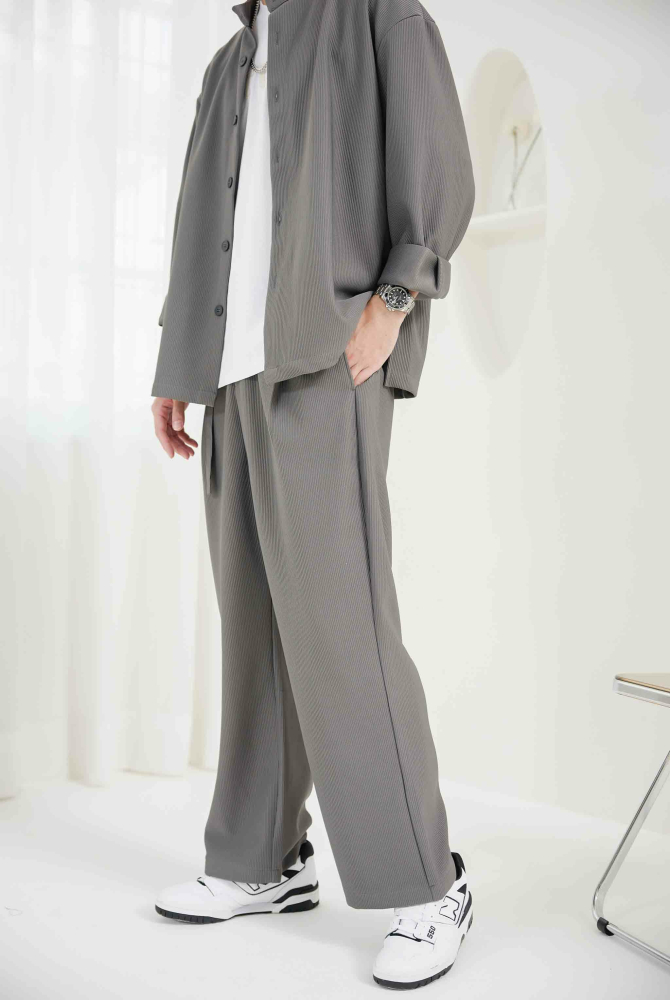 긴바지 直紋長褲 / 深灰色