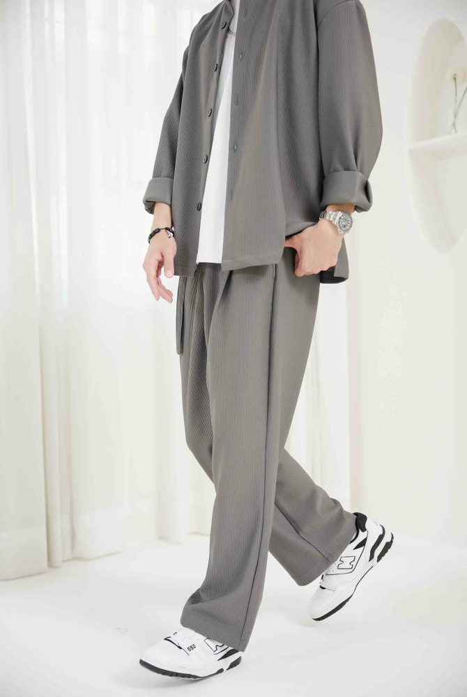 긴바지 直紋長褲 / 深灰色