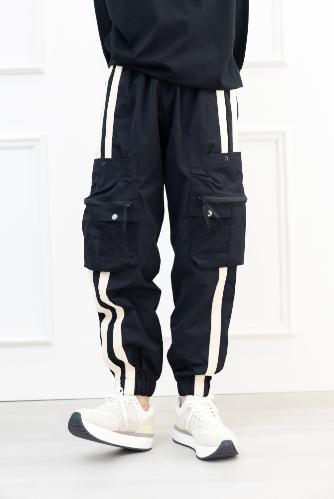 긴 바지 透氣堅挺線條長褲 / 黑色