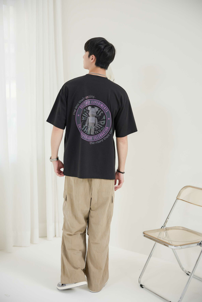 긴 바지 丹寧染色感長褲／淺卡其色