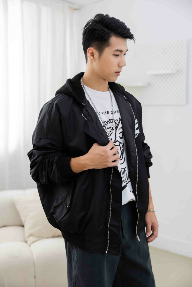 코트 連帽長袖外套 / 黑色