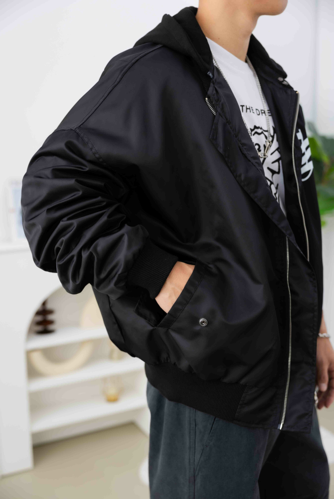 코트 連帽長袖外套 / 黑色