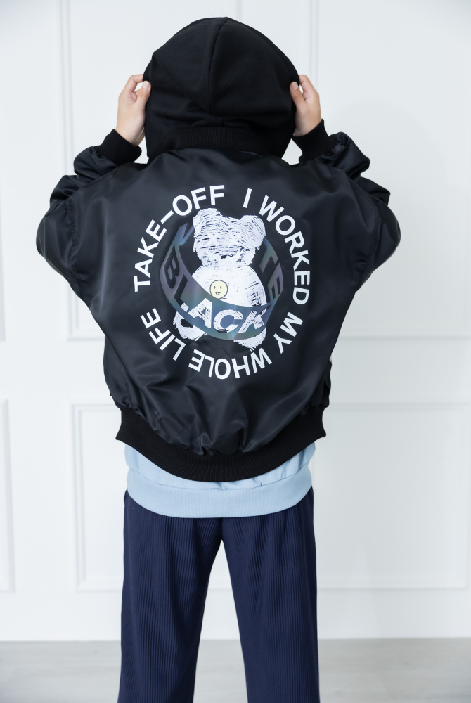 코트 防潑水拼棉質連帽外套 / 黑色