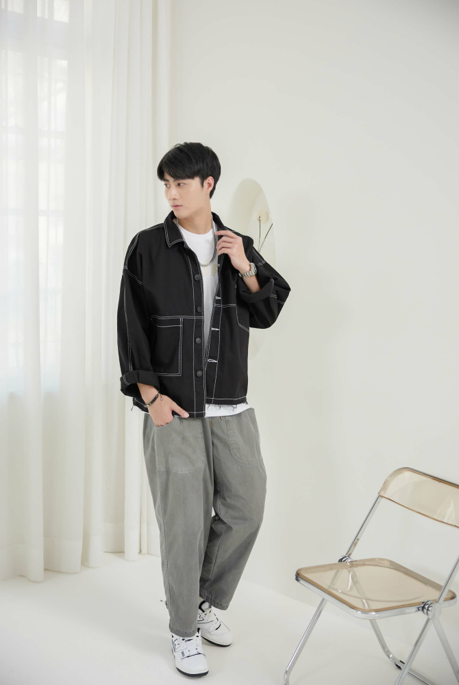 코트 長袖外套/黑色