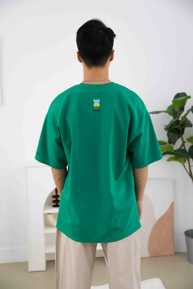 반팔 貓咪別哭短袖上衣／綠色