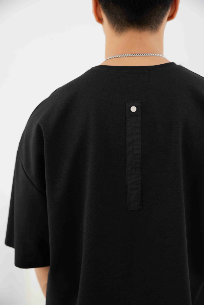 반팔 落肩短袖上衣／黑色