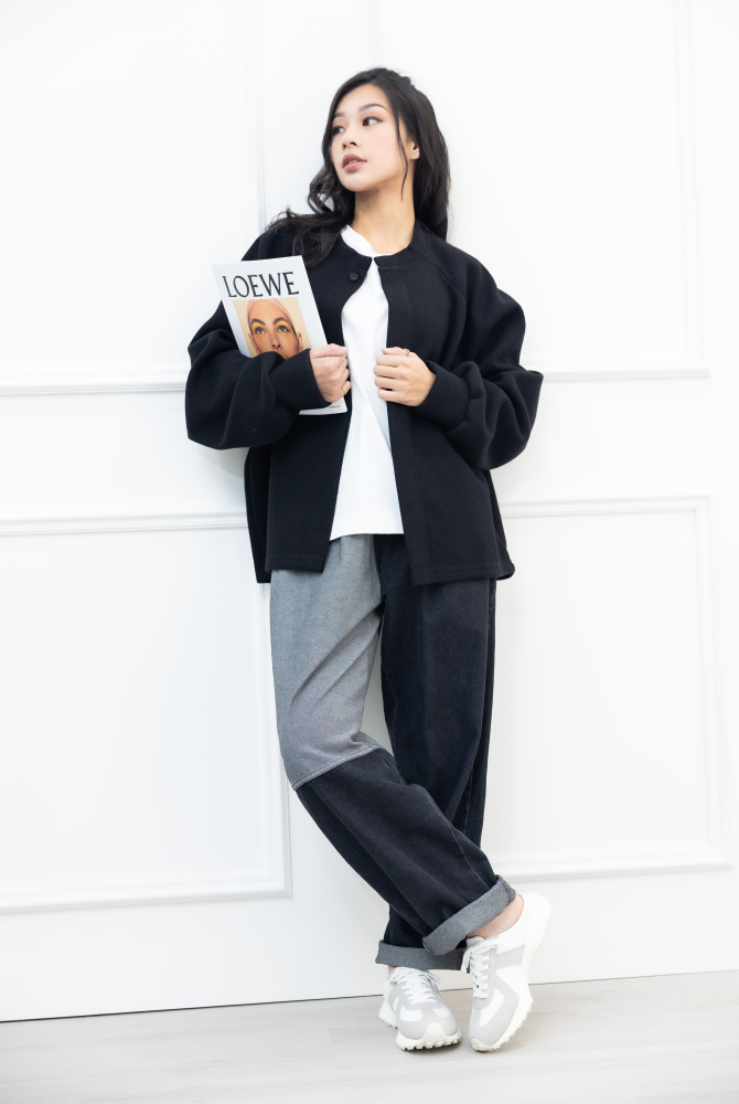 긴 바지 寬管丹寧長褲/牛仔黑色