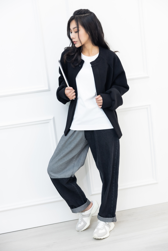 긴 바지 寬管丹寧長褲/牛仔黑色