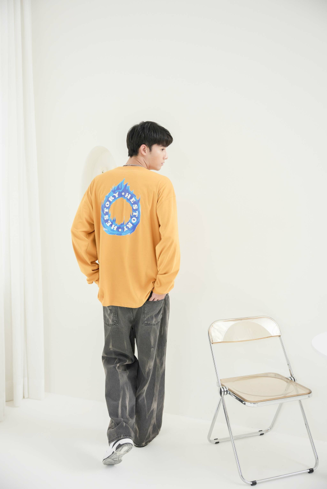 긴팔 火焰長袖上衣/黃色