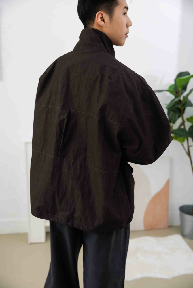 코트 釘釦長袖外套／深咖色